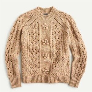 J.Crew Cable Knit Pointelle Sweater With Popcorn Flowers Size XS